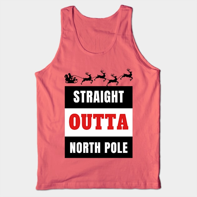 Straight Outta North Pole Santa Riding A Sled Silhouette Gift Tank Top by klimentina